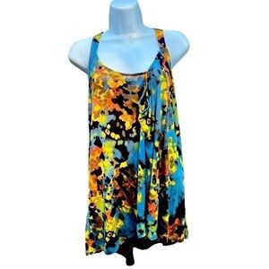 L.A.M.B. Silk Top Blouse Sleeveless Tank Sheer Back XS Y2K Gwen Stefani